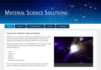 Screen shot of the materialsciencesolutions.com homepage