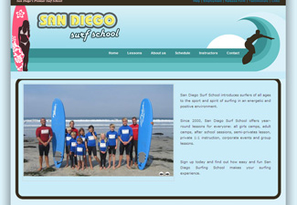 Screen shot of the sandiegosurfingschool.com homepage