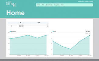 Screen shot of the AdPlugg application dashboard