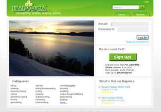 Screen shot of the hapioca.com homepage